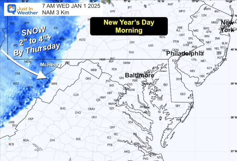 December 31 weather forecast radar snow New Years Day