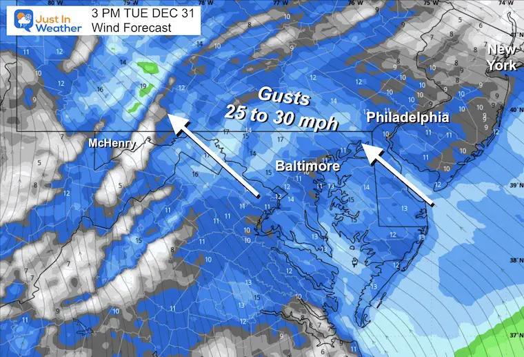 December 31 weather wind New Years Eve