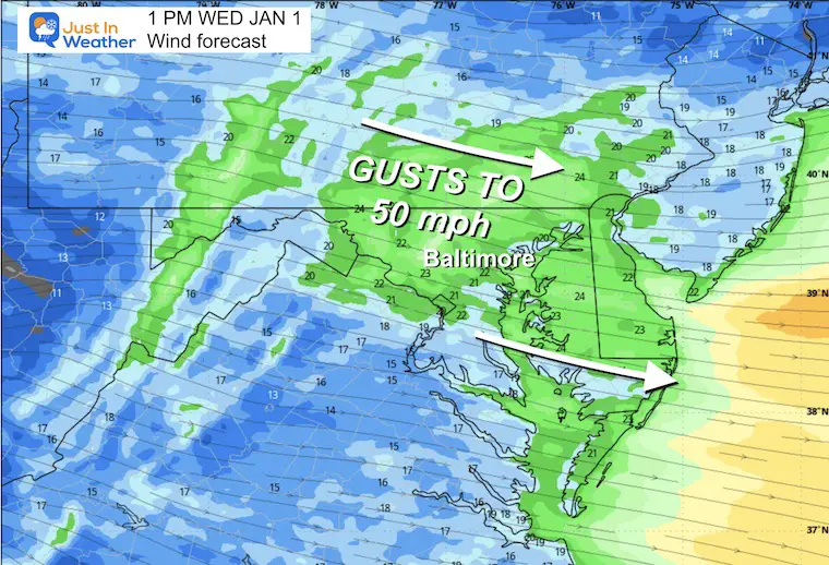 December 31 weather wind gust New Years Day