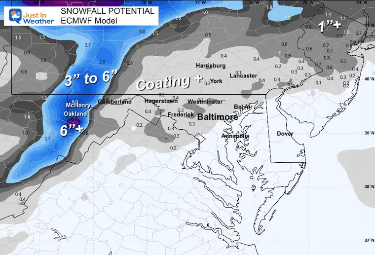 December 5 snow total Forecast ECMWF