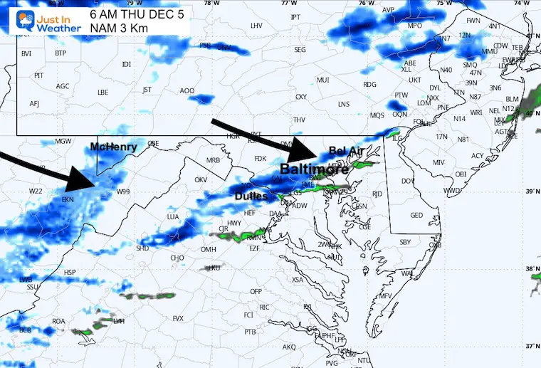 December 4 weather snow forecast radar Thursday 6 am