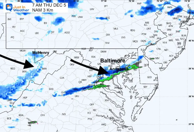 December 4 weather snow forecast radar Thursday 7 am