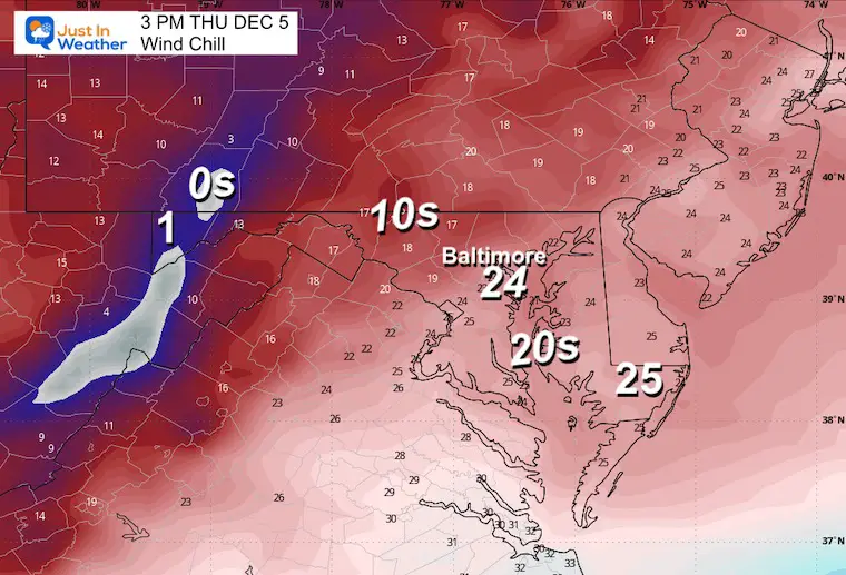 December 4 weather wind chill Thursday afternoon