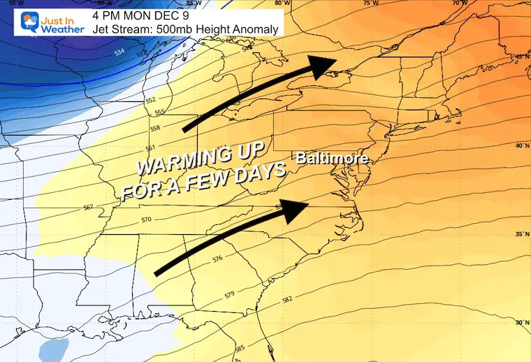 December 5 weather forecast jet stream Monday