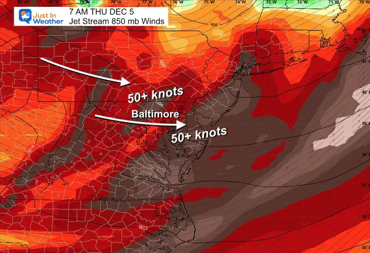 December 5 jet stream winds Thursday morning