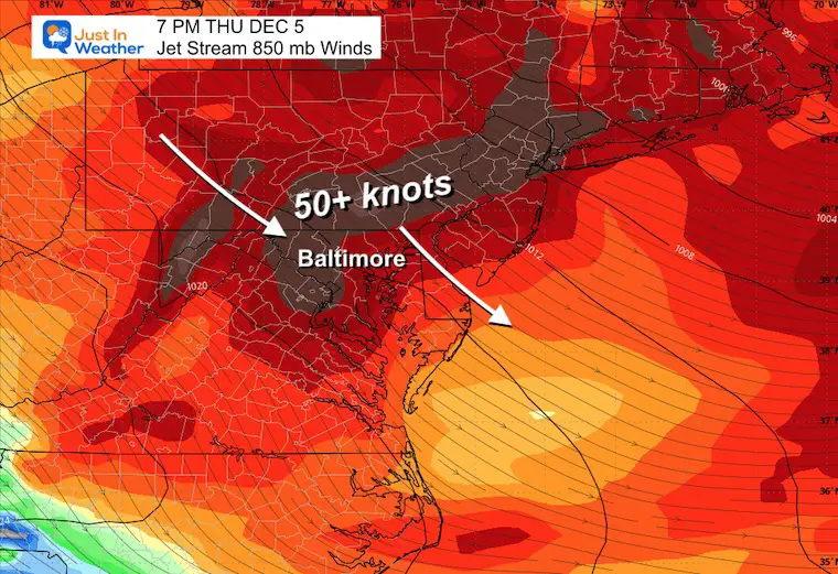 December 5 jet stream winds Thursday afternoon