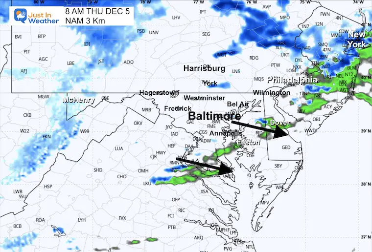 December 4 weather radar snow forecast Thursday 8 AM