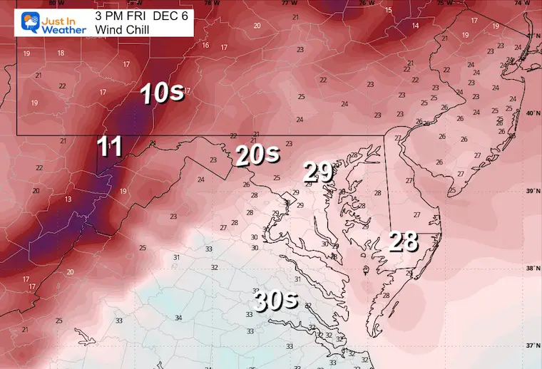 December 5 weather wind chill Friday afternoon