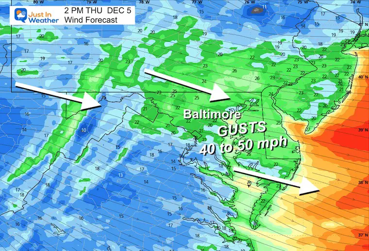 December 5 weather winds Thursday afternoon