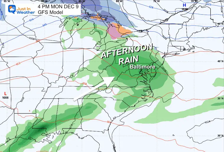 December 6 weather storm forecasts rain Monday