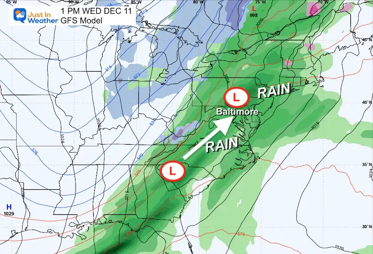 December 6 weather storm forecasts rain Wednesday