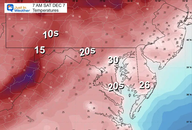 December 6th weather temperatures Saturday morning