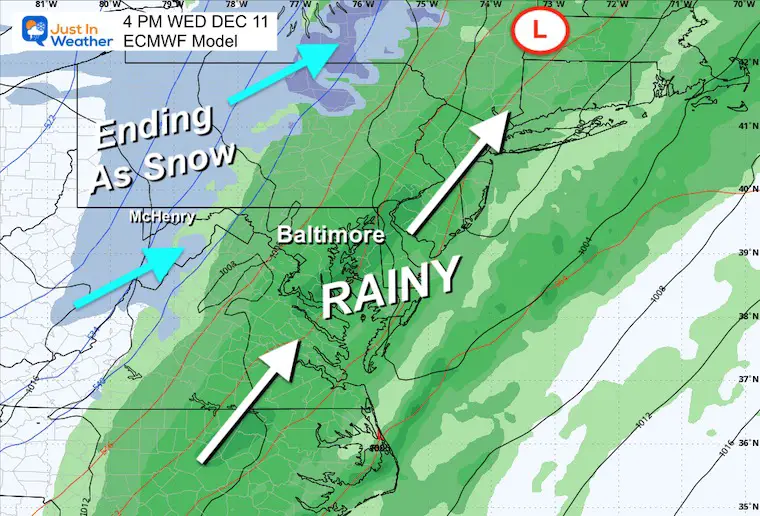 December 7 weather rain storm forecast Wednesday afternoon