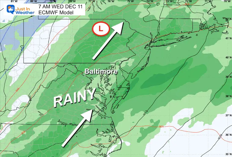 December 7 weather rain storm forecast Wednesday morning