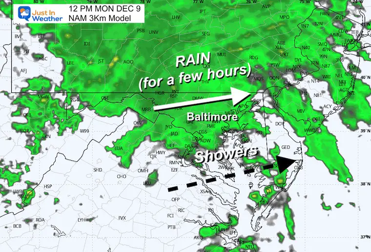 December 9 weather rain forecast radar noon