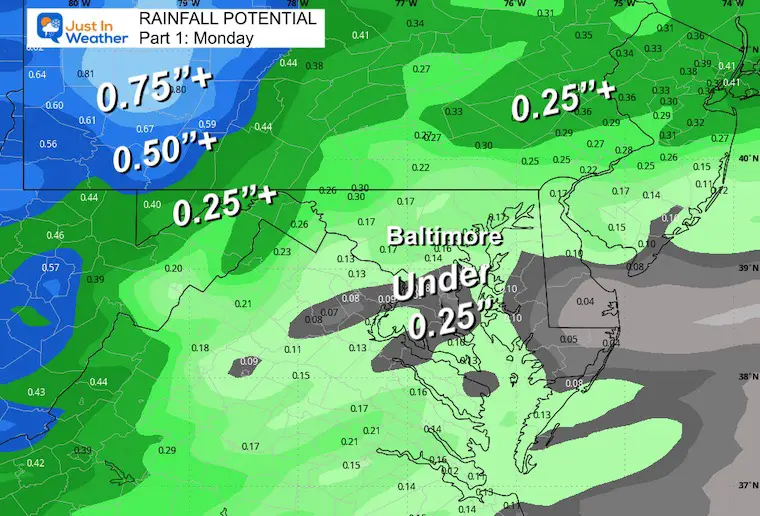 December 9 weather rain storm total Monday