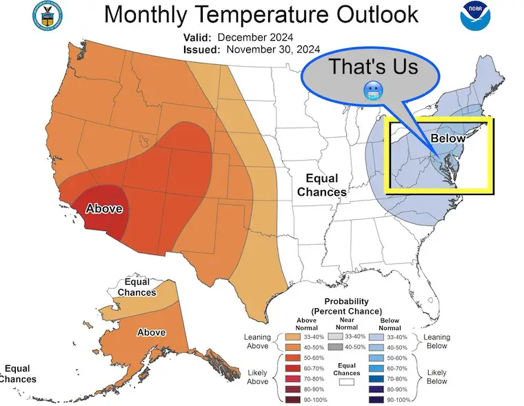 December 2 weather NOAA temperature outlook December