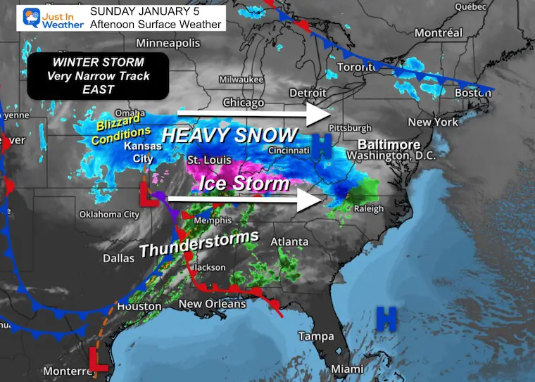 January 5 weather winter storm Sunday afternoon snow ice