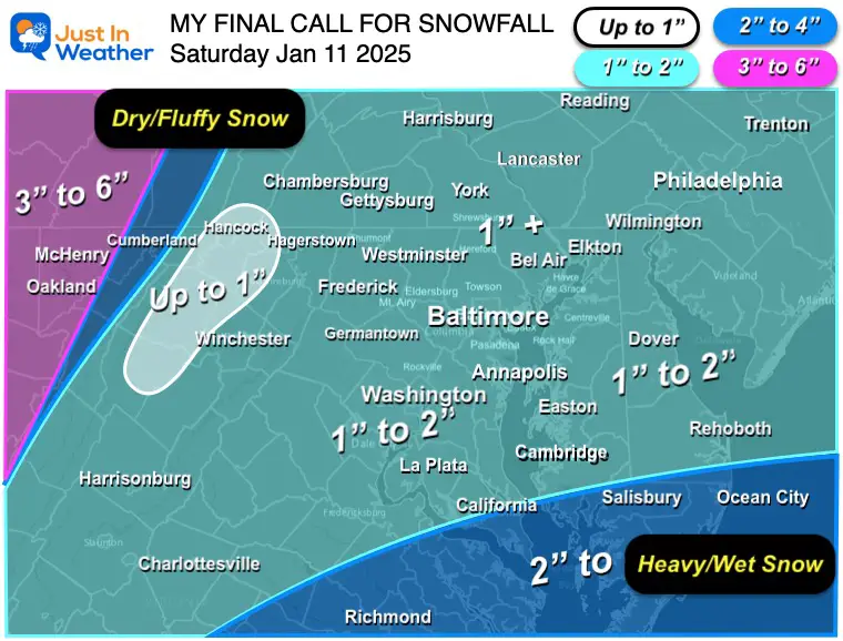 January 10 weather my final call for snowfall