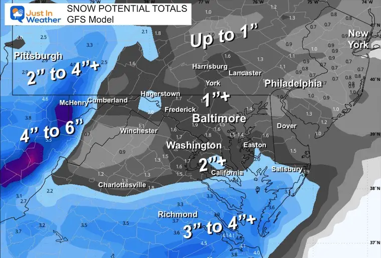 January 10 weather snow forecast Saturday GFS