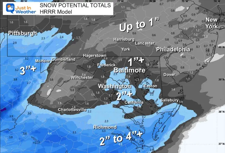 January 10 weather snow forecast Saturday HRRR