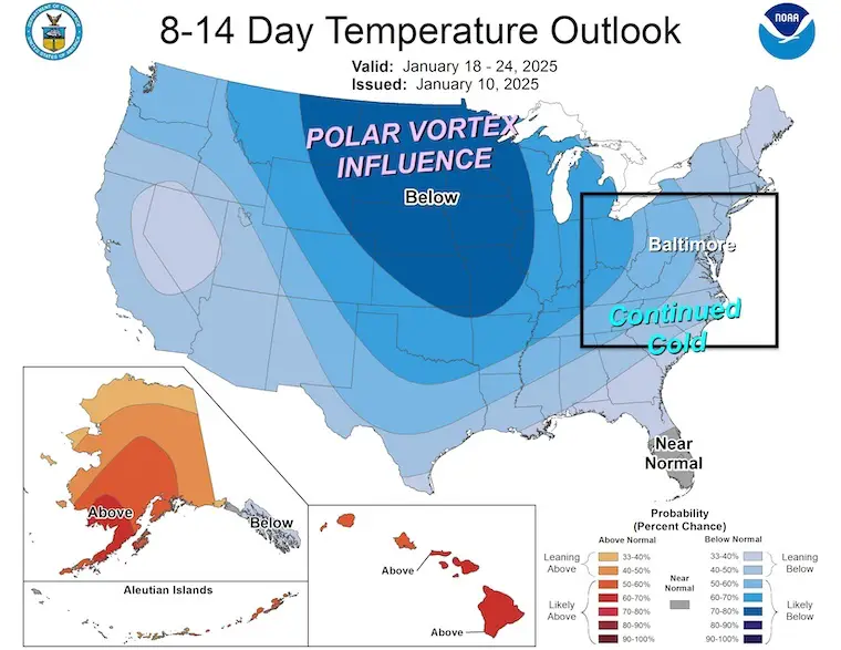 January 11 NOAA Outlook Temperatures 