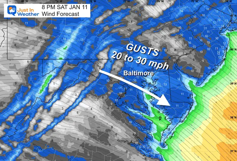 Jan 11 weather forecast wind Saturday Ravens game