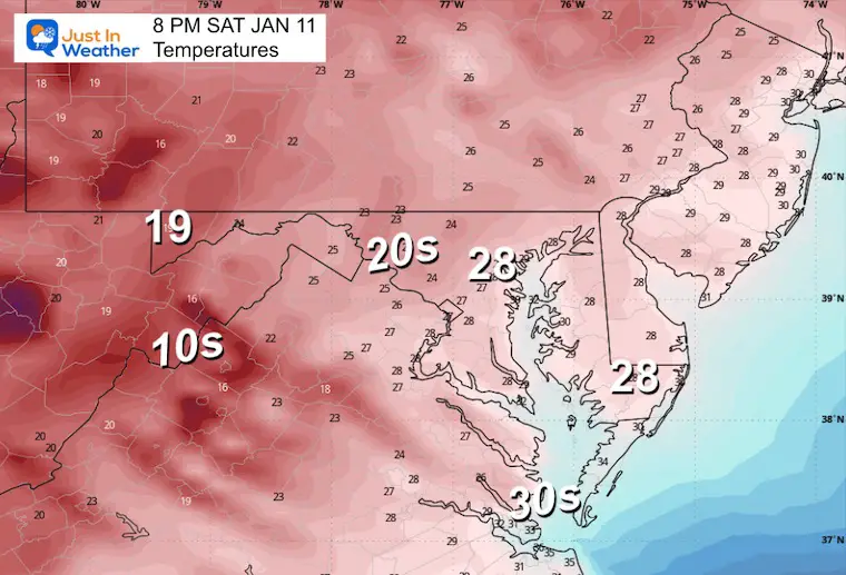 Jan 11 weather temperatures Saturday Ravens Game