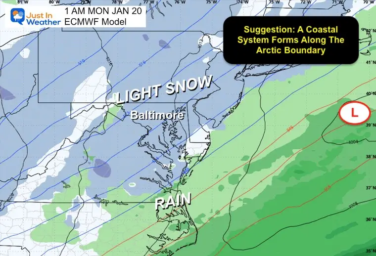 January 13 weather forecast next week light snow