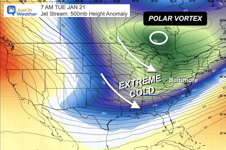 January 14 weather jet stream Polar Vortex forecast Jan 21