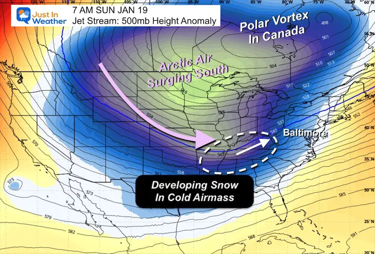 January 14 weather jet stream Sunday morning Polar Vortex