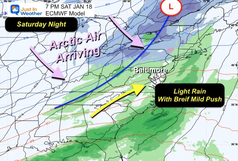 January 14 weather rain Saturday night