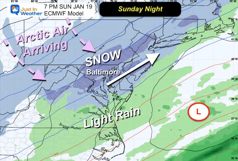 January 14 weather snow Sunday night