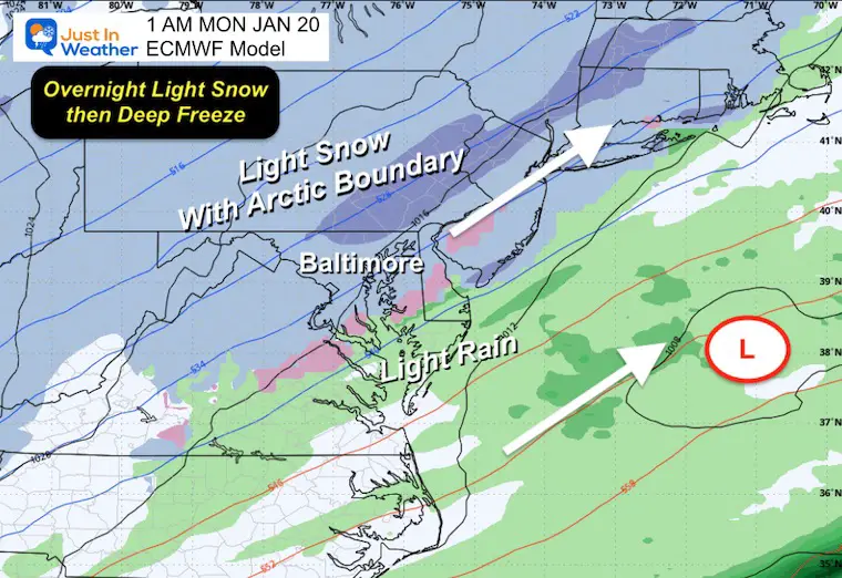 January 14 weather snow Sunday night