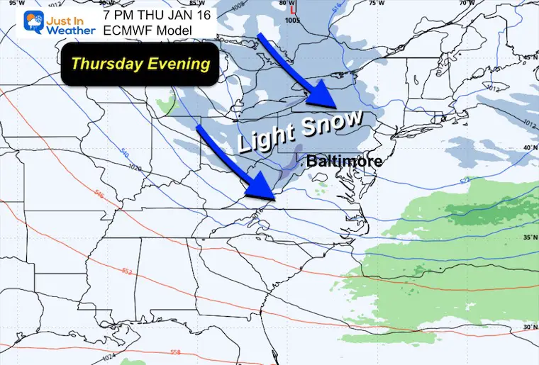 January 14 weather snow Thursday night