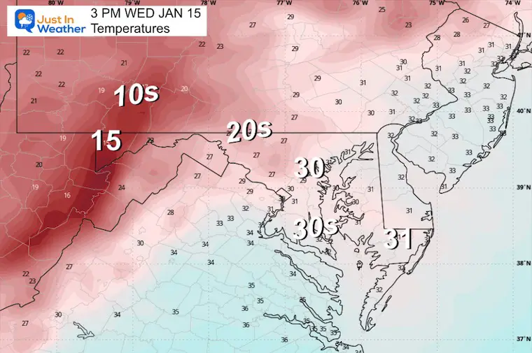 January 14 weather wind chill Wednesday afternoon