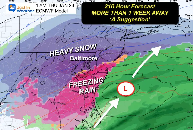 January 14 coastal snow storm next week