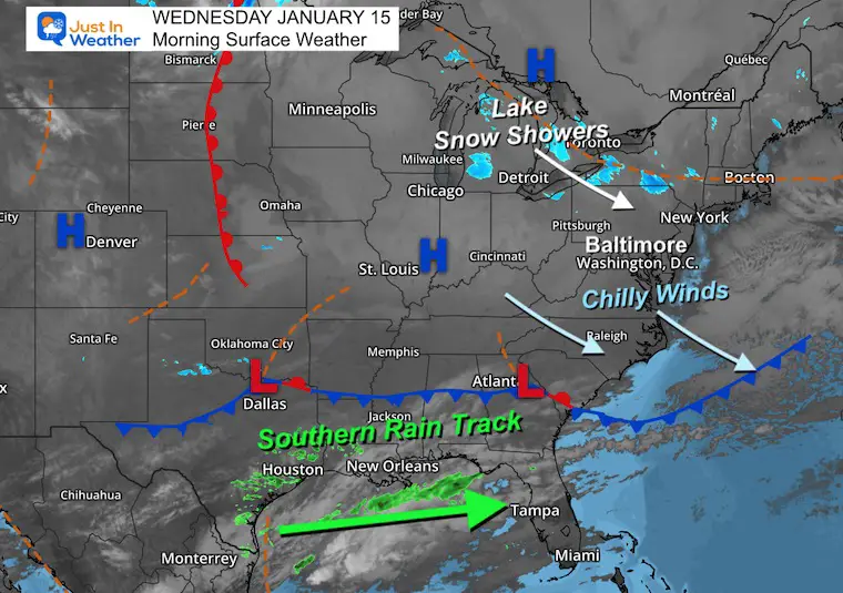 January 15 weather Wednesday morning