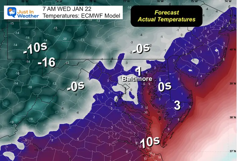 January 15 weather temperatures polar Vortex Wednesday morning