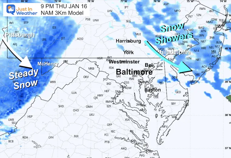 January 15 weather snow Thursday 9 PM