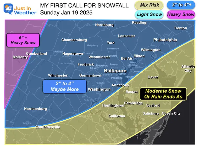 Weather for January 16 Sunday Snow forecast My first call