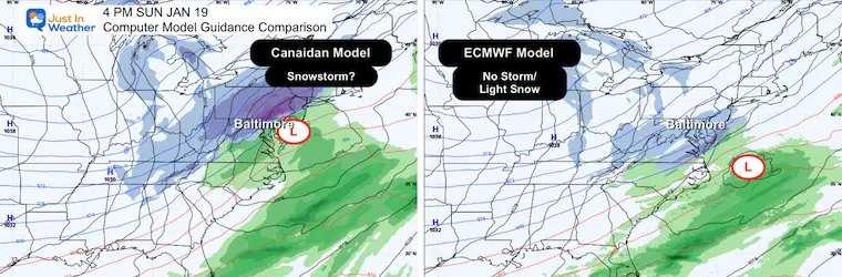 January 16 Sunday Snow Models