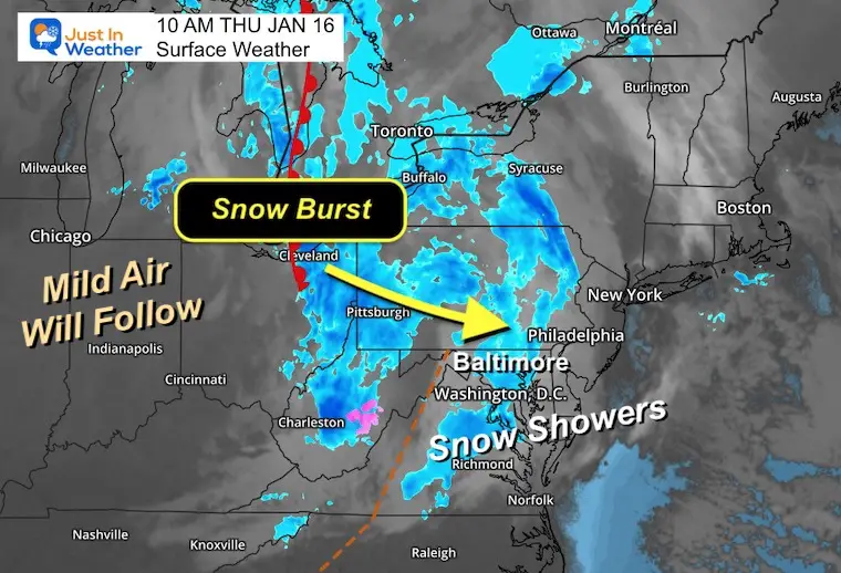 January 16 weather snow morning 10 AM