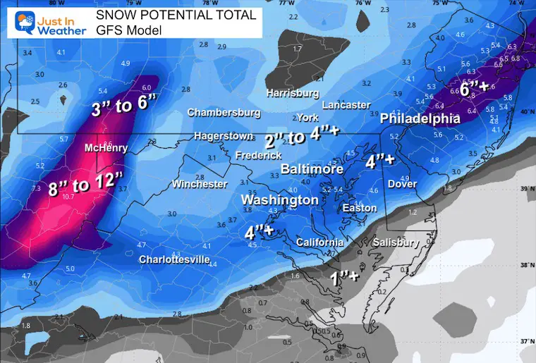 January 16 weather Sunday snow forecast GFS