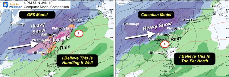 January 17 snow Sunday model comparison