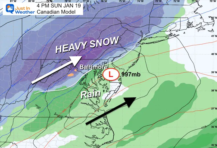 January 17 weather snow Sunday Evening Canadian