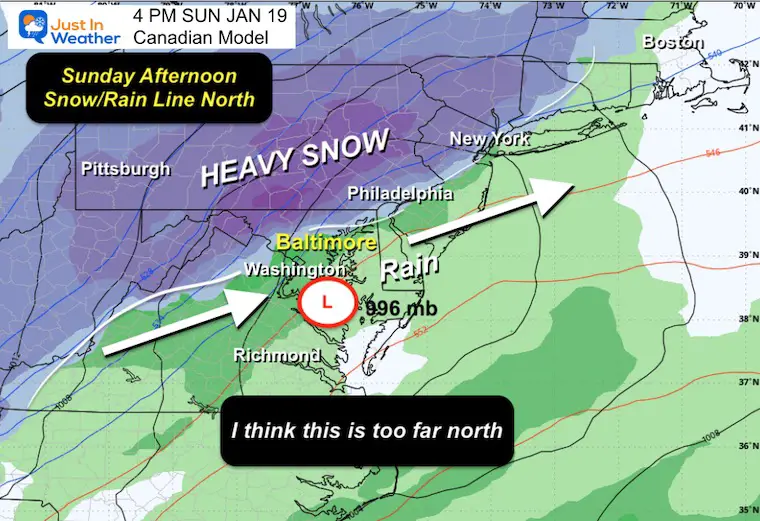 January 17 weather forecast snow forecast Sunday Canadian afternoon