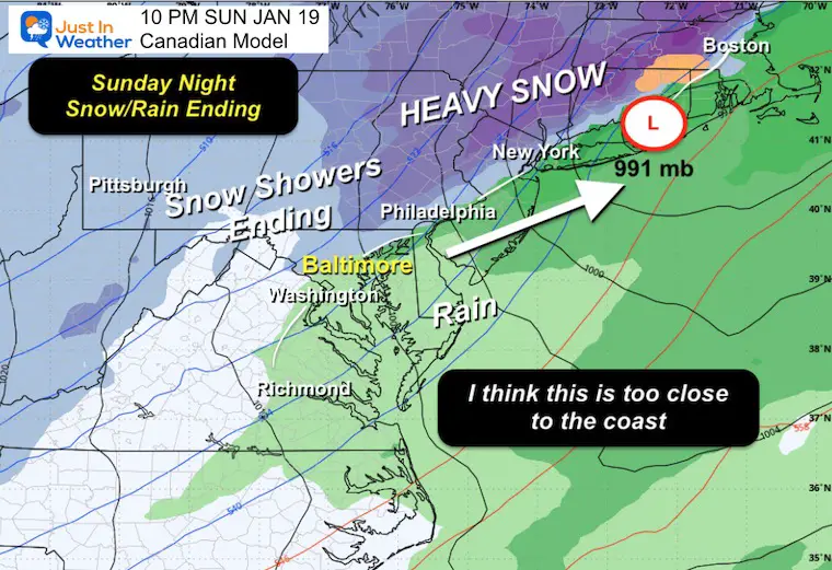 January 17 weather forecast snow forecast Sunday Canadian night