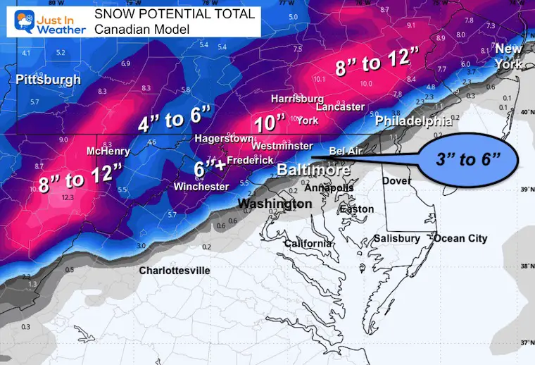 January 17 weather snow Sunday Total Canadian