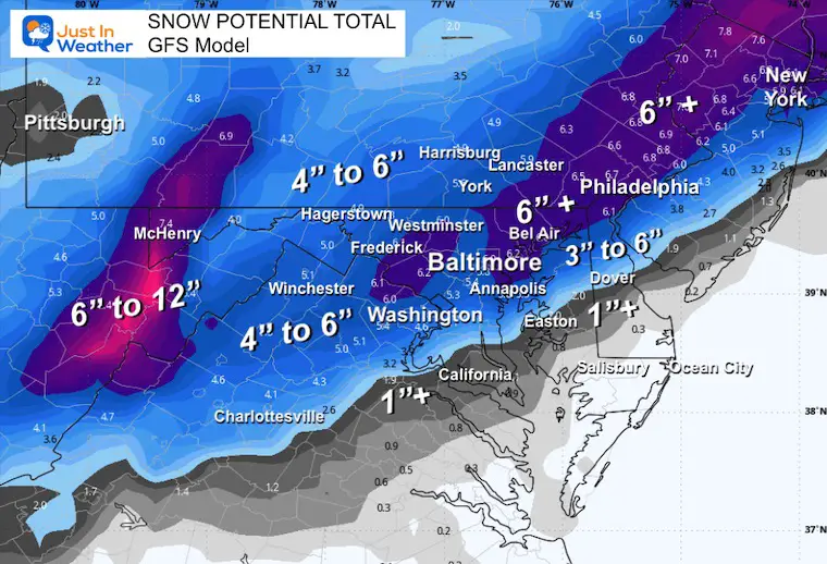 January 17 weather snow Sunday Total GFS